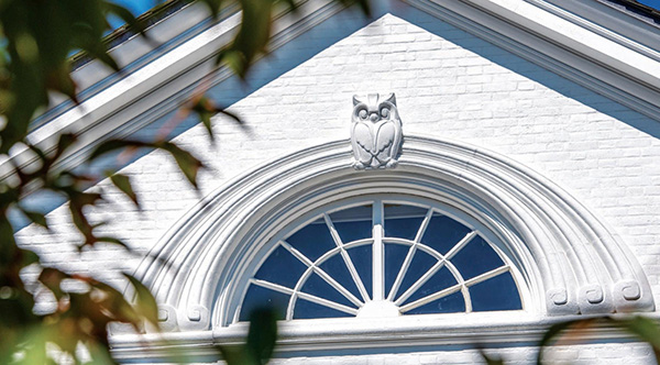 detail of a window in the Paul Mellon Humanities Center
